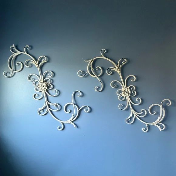 Elegant White Wall Scroll Decor 35” x 15” Cottagecore French Country Farmhouse - Picture 1 of 8